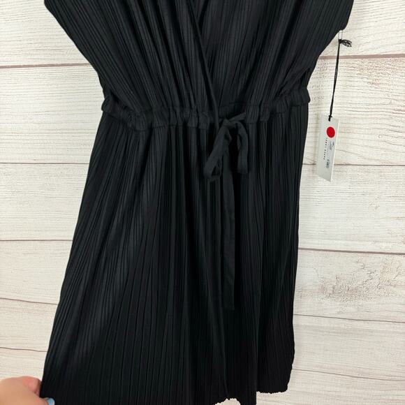 Paper Label Women's Black Pleated Wrap Midi Dress Size Small - Picture 6 of 10